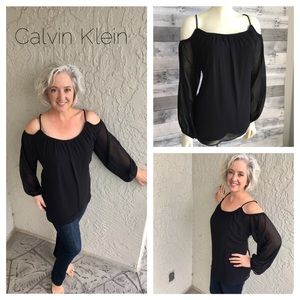 NWT-Cold shoulder spaghetti strap sheer sleeve